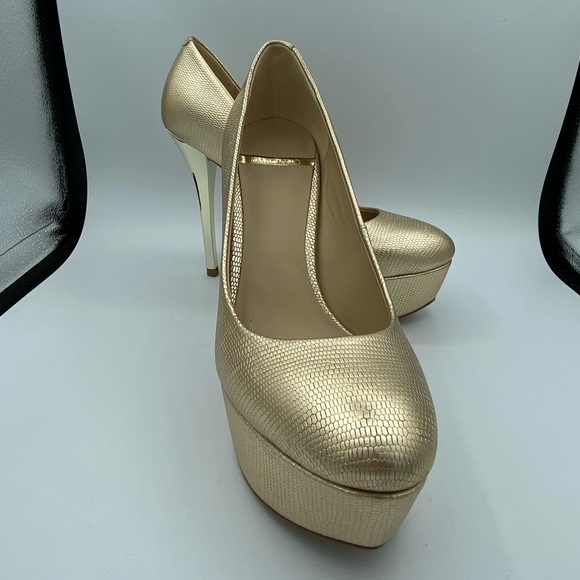 Marciano Sexy Gold Leather Heels - Picture 2 of 13